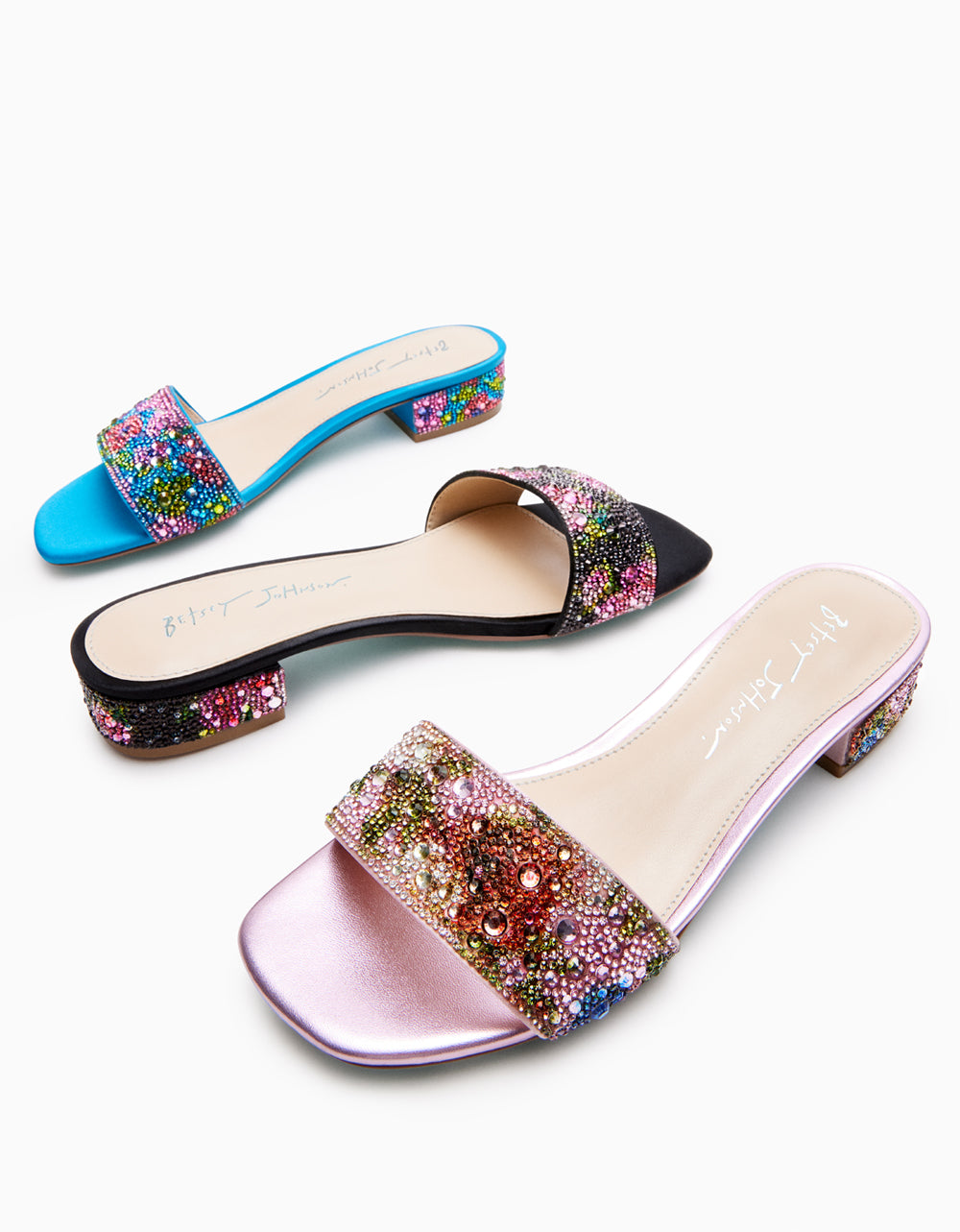 Betsey Johnson Sunny Floral Rhinestone Slip-On Sandals