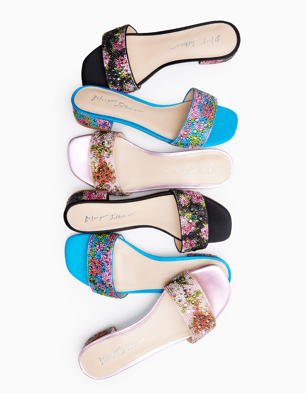 Betsey Johnson Sunny Floral Rhinestone Slip-On Sandals