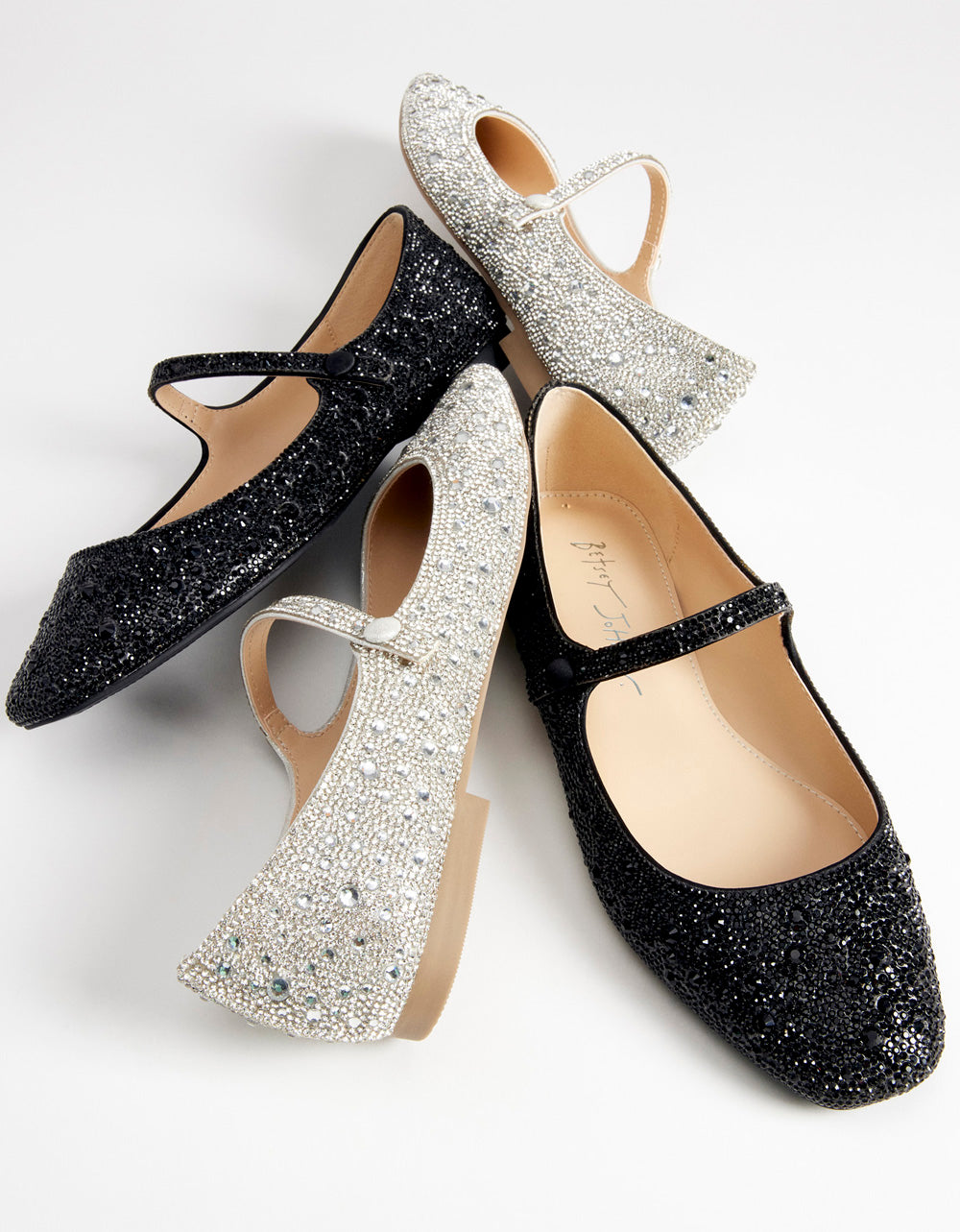 Betsey Johnson TESS Rhinestone Mary Jane Flats - Sparkly Ballet Shoes