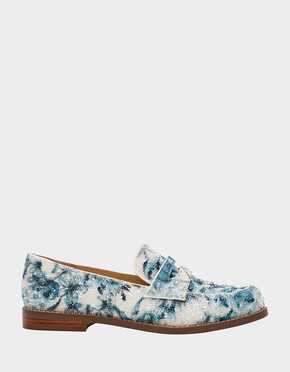 Betsey Johnson ARON Blue Floral Rhinestone Loafers
