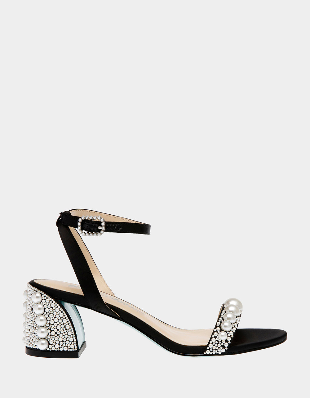 Betsey Johnson Tina Black Pearl Flared Heels