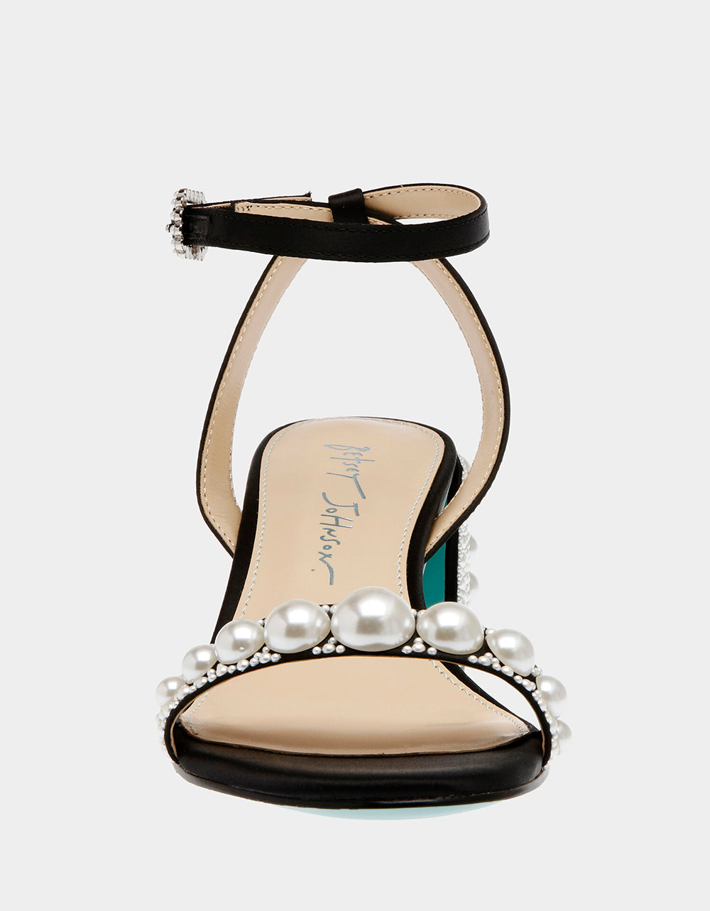Betsey Johnson Tina Black Pearl Flared Heels