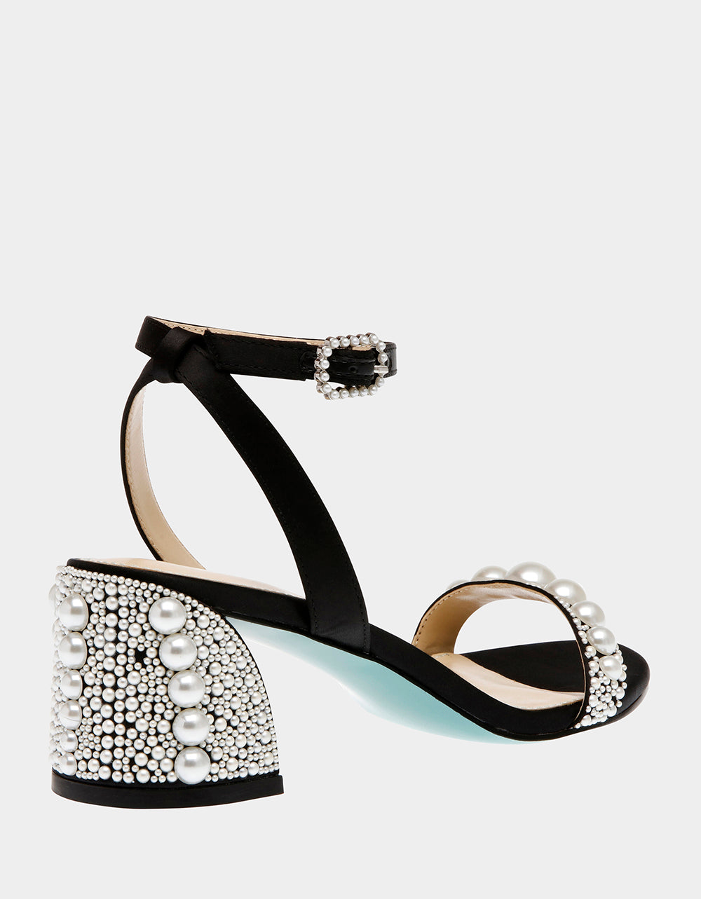 Betsey Johnson Tina Black Pearl Flared Heels