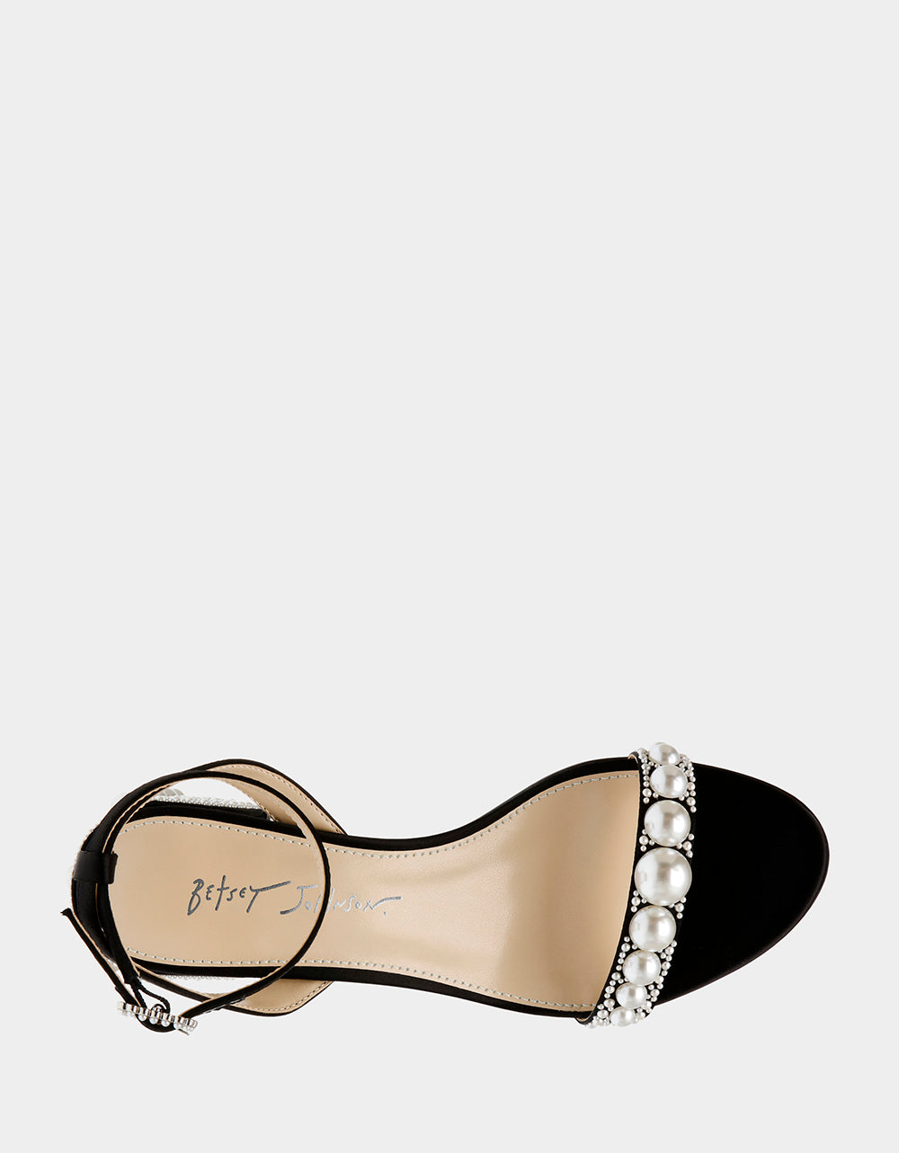 Betsey Johnson Tina Black Pearl Flared Heels