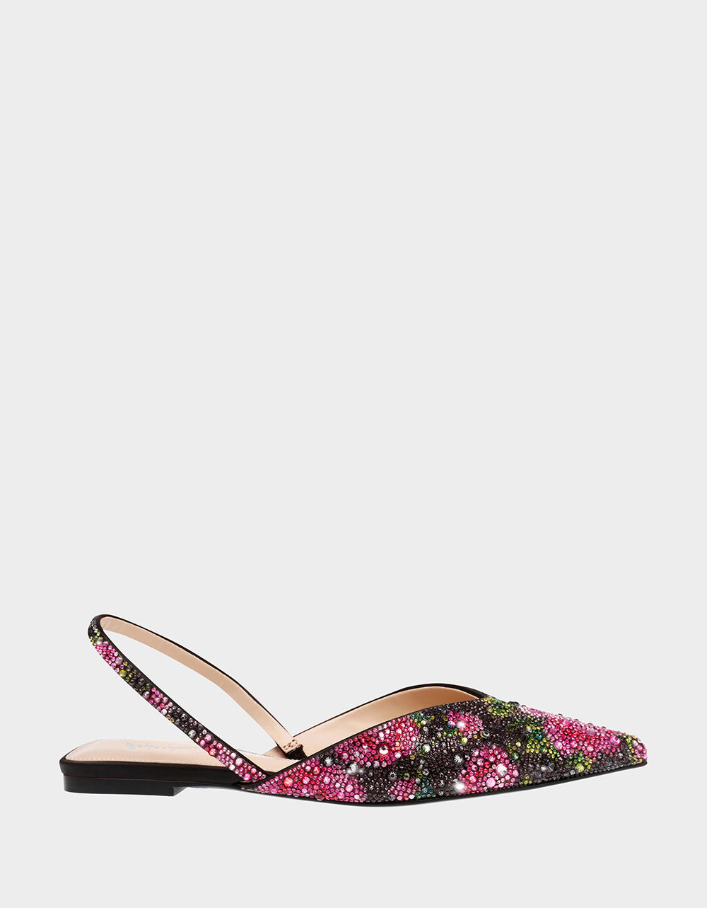 Betsey Johnson VANCE Black & Pink Floral Ballet Flats - Slingback Pointed Toe