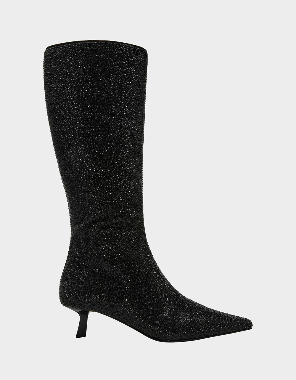 Betsey Johnson Vegas Black Rhinestone Kitten Heel Boots