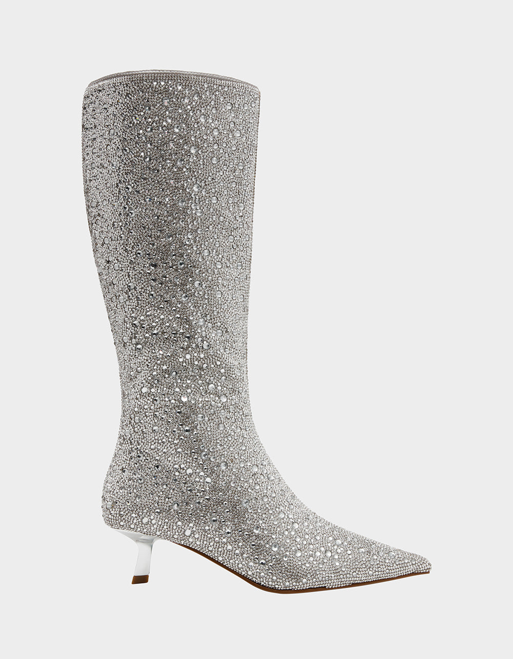 Betsey Johnson Rhinestone Boots - Vegas Silver Kitten Heel