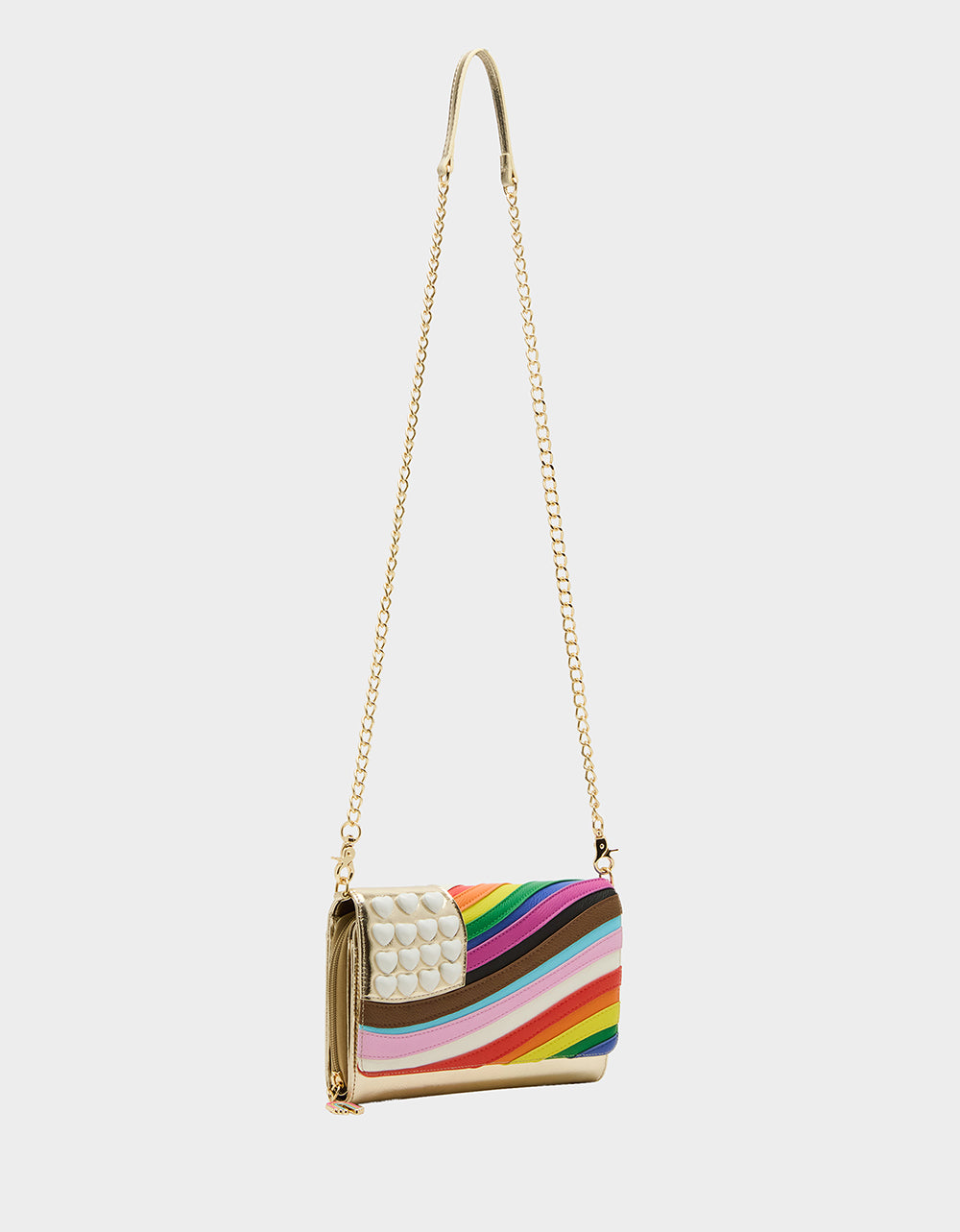 Rainbow Pride Wallet on Chain - Crossbody Card Holder with Heart Decals