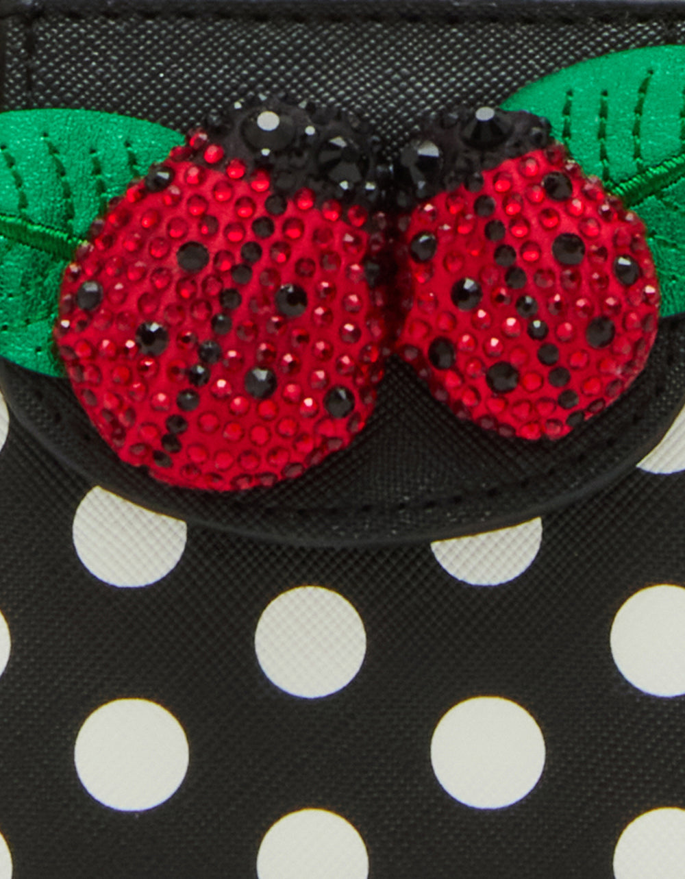 Betsey Johnson Lucky You! Polka Dot Bifold Wallet with Rhinestone Ladybug
