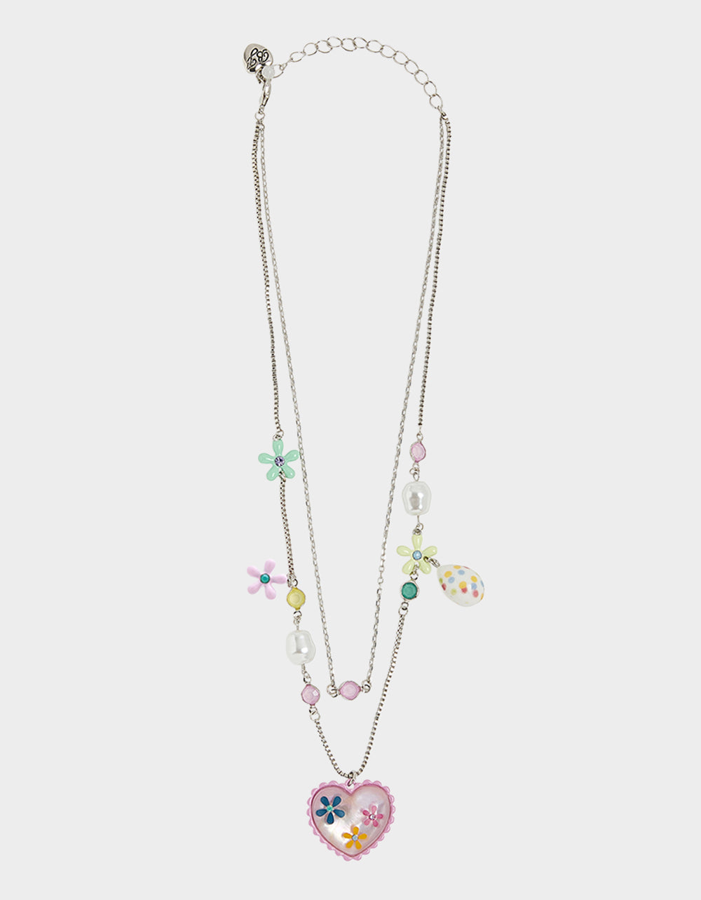 Betsey Johnson Multi-Charm Floral Heart Layered Necklace