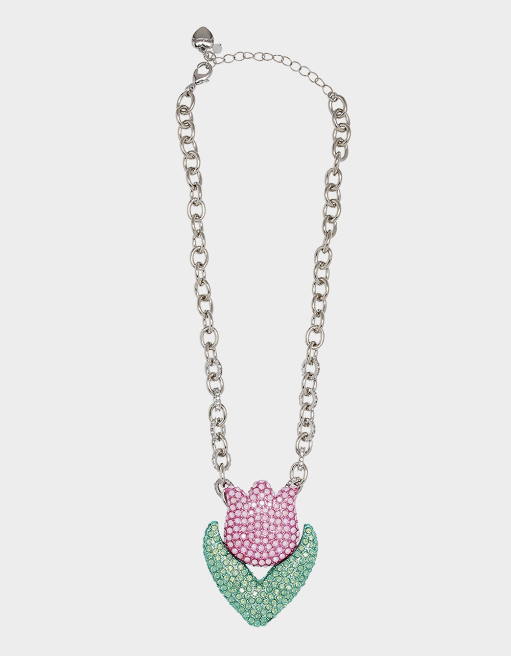 Betsey Johnson Pink Tulip Pendant Necklace with Crystal