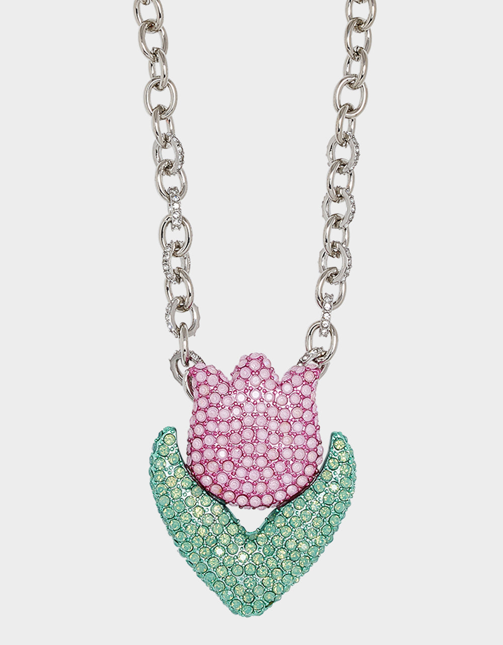 Betsey Johnson Pink Tulip Pendant Necklace with Crystal