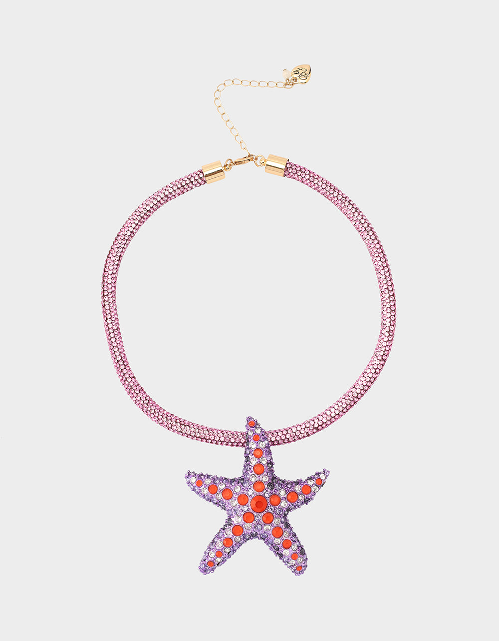Purple Starfish Crystal Necklace with Adjustable Lobster Clasp