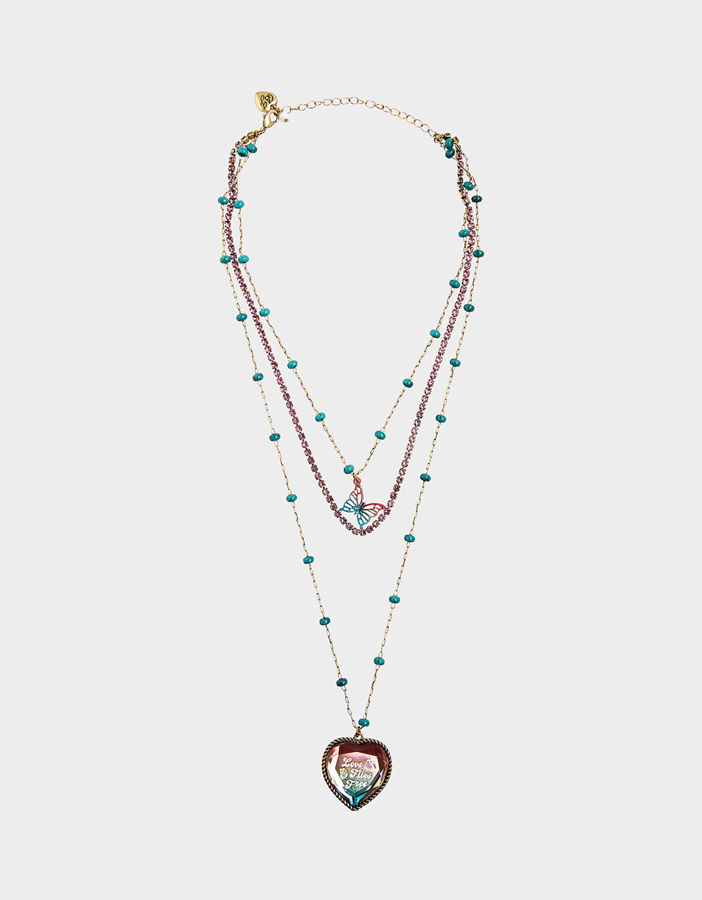 Boho Butterfly Layered Necklace with Ombre Finish & Adjustable Clasp