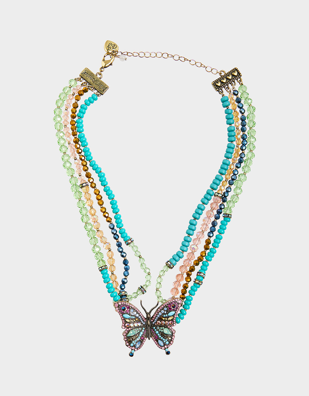 Boho Butterfly Beaded Statement Necklace with Adjustable Lobster Clasp