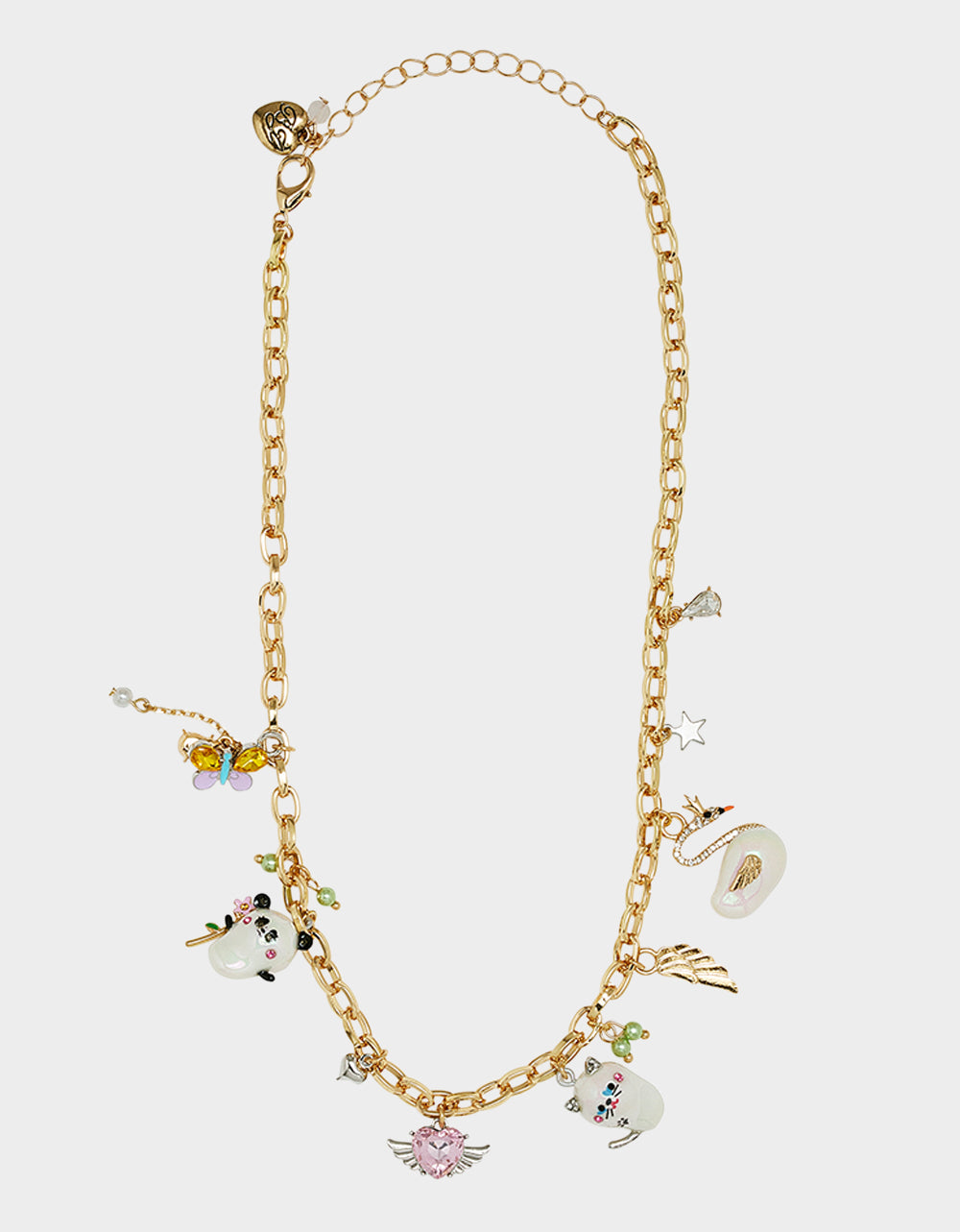 Betsey Johnson Pearl Critter Charm Necklace with Adjustable Clasp