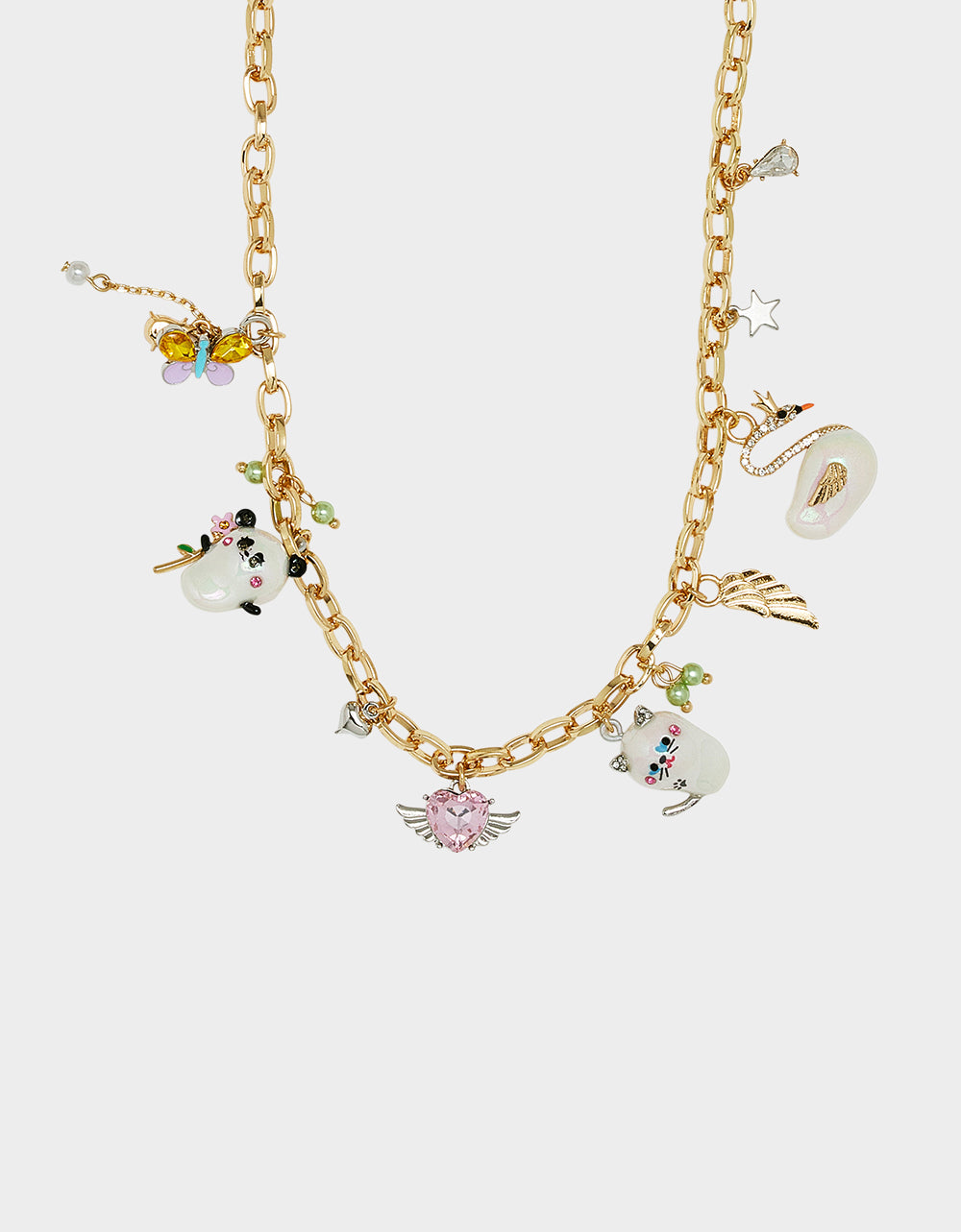 Betsey Johnson Pearl Critter Charm Necklace with Adjustable Clasp