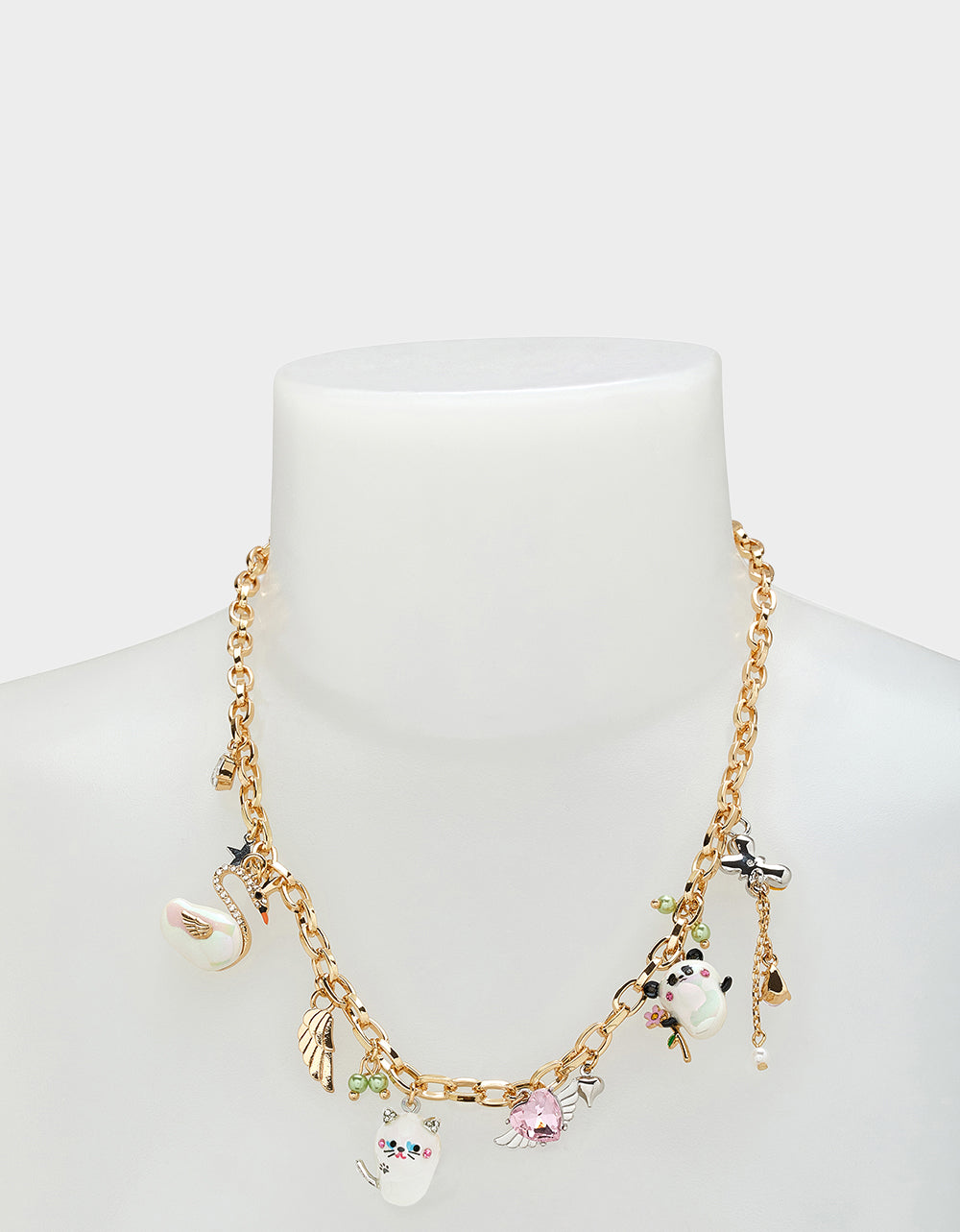 Betsey Johnson Pearl Critter Charm Necklace with Adjustable Clasp