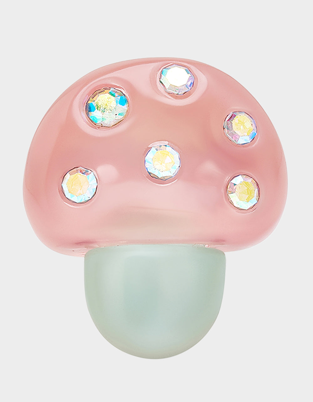 Betsey Johnson Pink Mushroom Stretch Ring with Crystal Stones