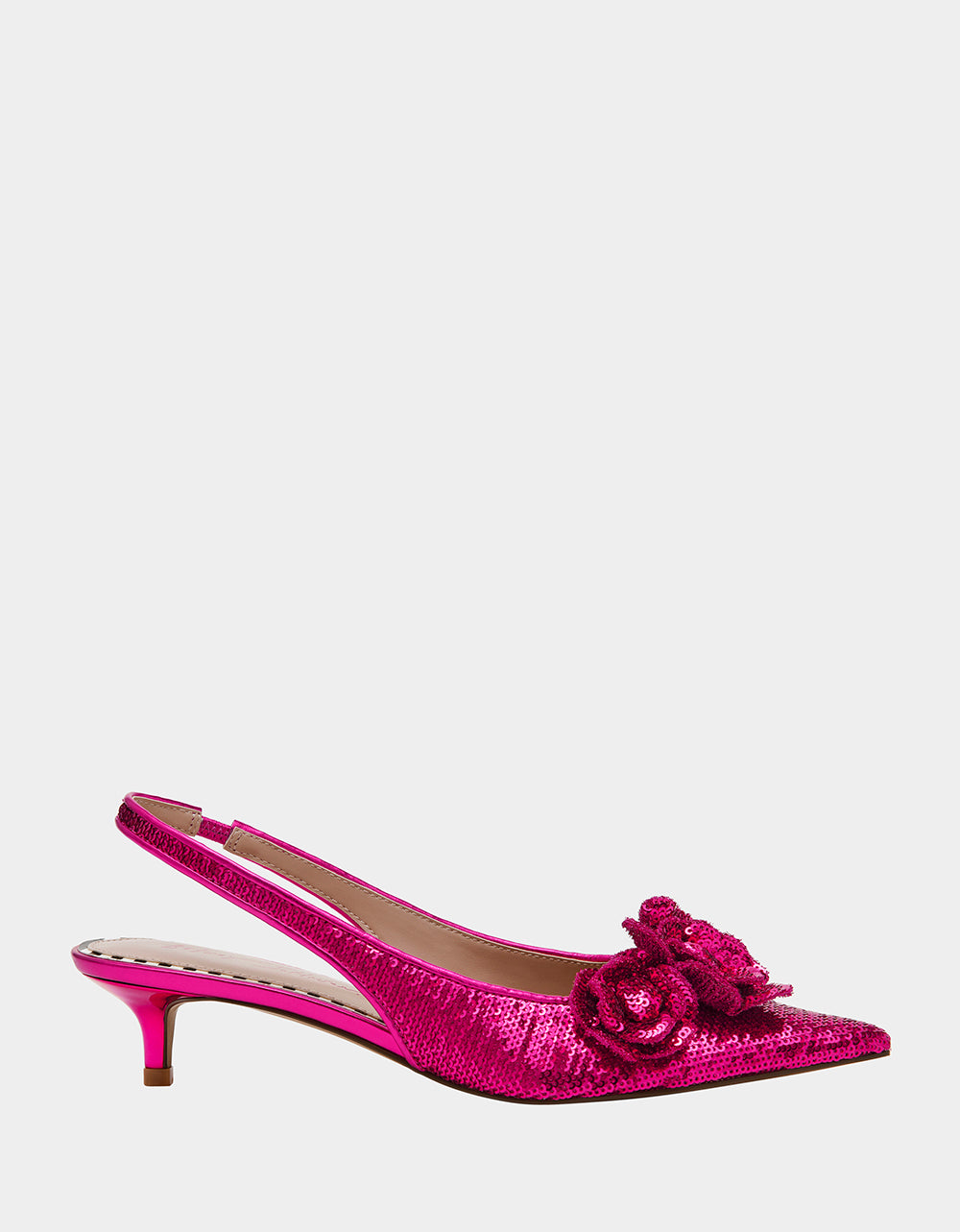 AURORRA Fuchsia Sequin Kitten Heels for Parties