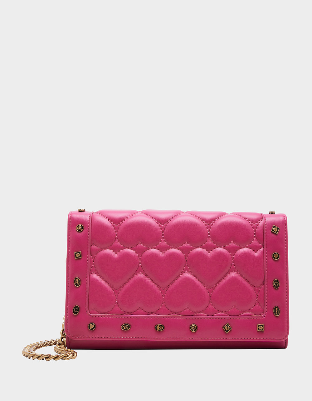 Betsey Johnson Pink Quilted Heart Wallet on Chain with Mirror