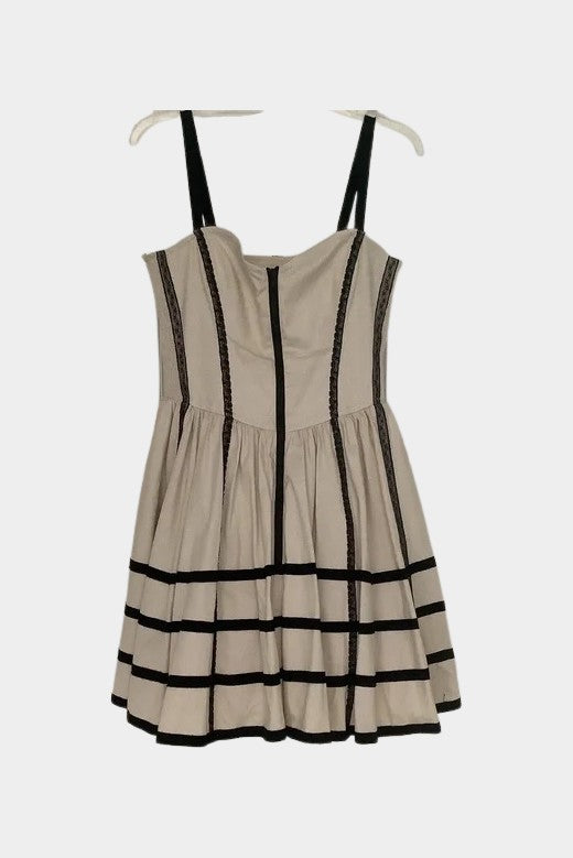 Betsey Johnson Ivory Corset Dress with Black Lace Details