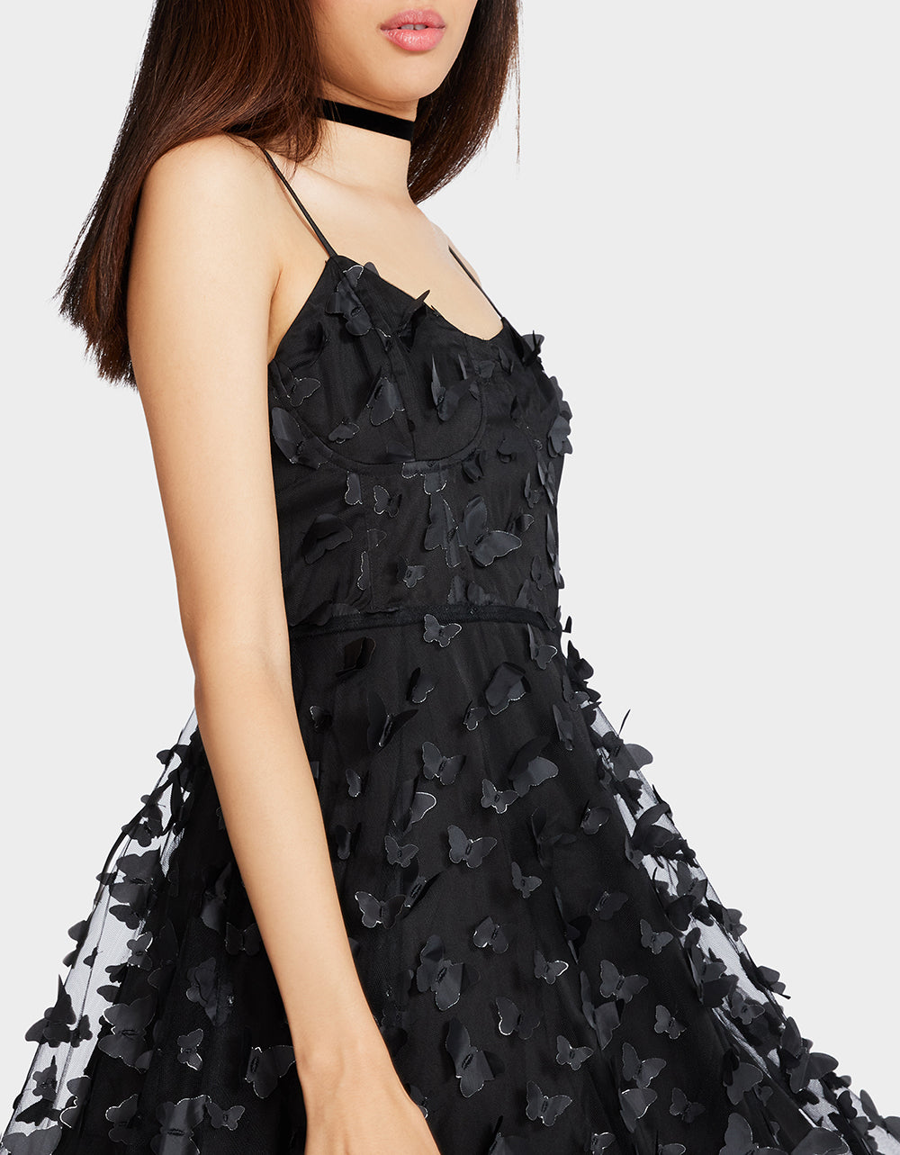 Betsey Johnson Black Butterfly Maxi Dress with Corset Back