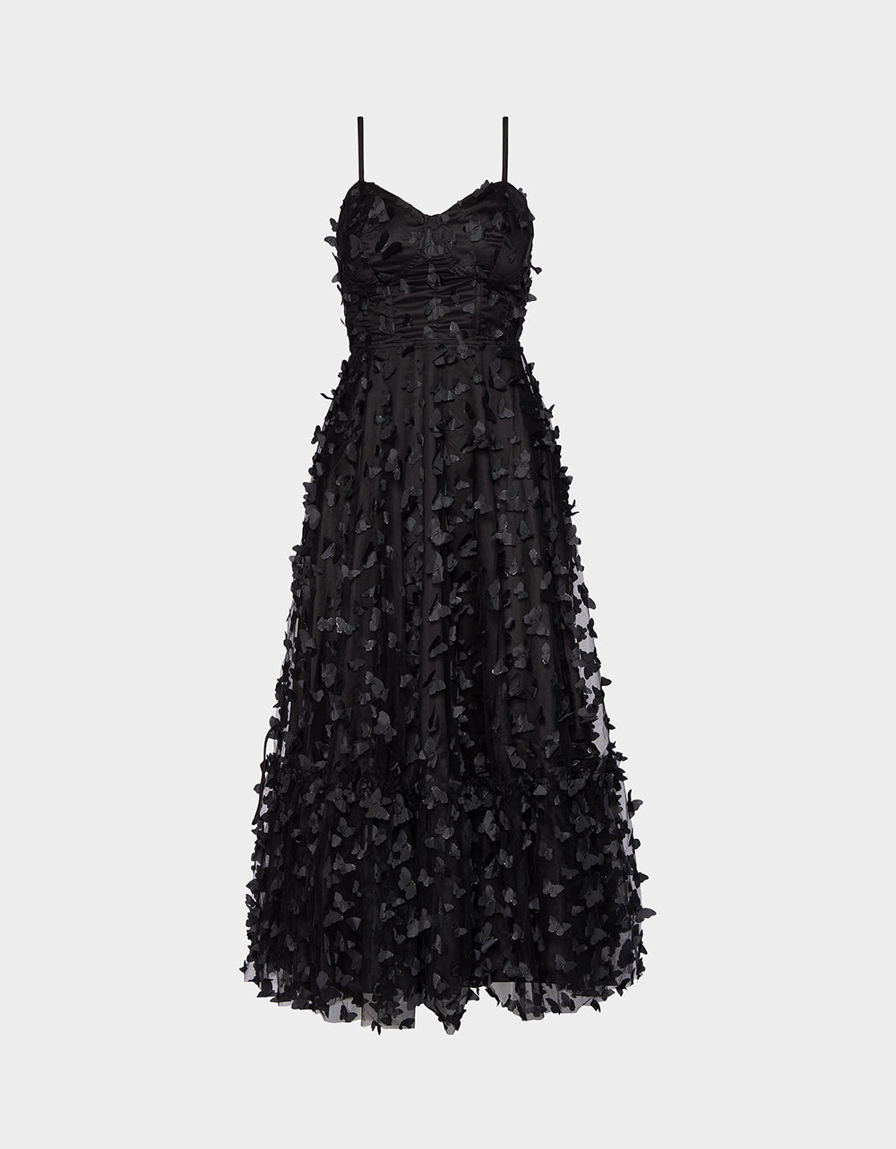 Betsey Johnson Black Butterfly Maxi Dress with Corset Back