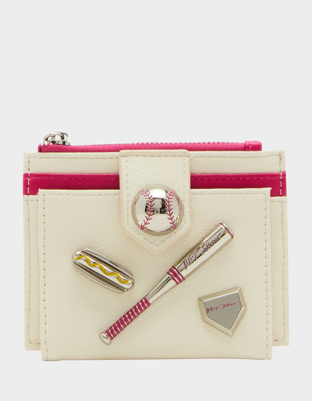 Baseball Themed Bifold Wallet by Betsey Johnson – White
