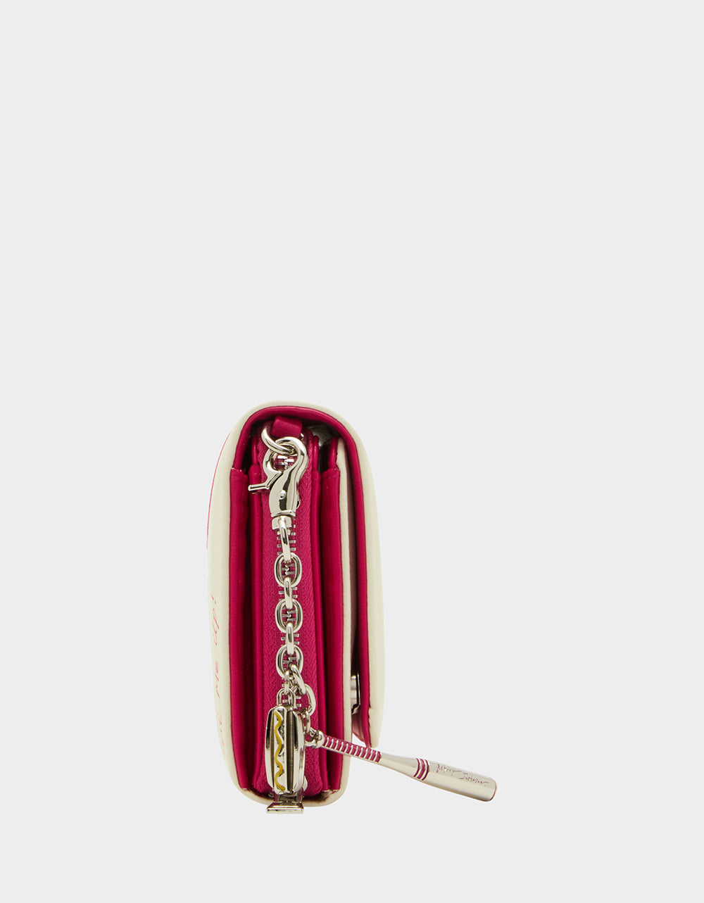 Betsey Johnson White Baseball Wallet on Chain with Crossbody Strap