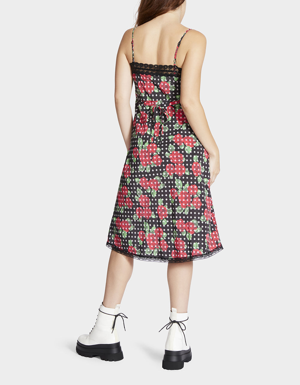 Betsey Johnson Bright Rose Ribbon Sleeveless Midi Dress