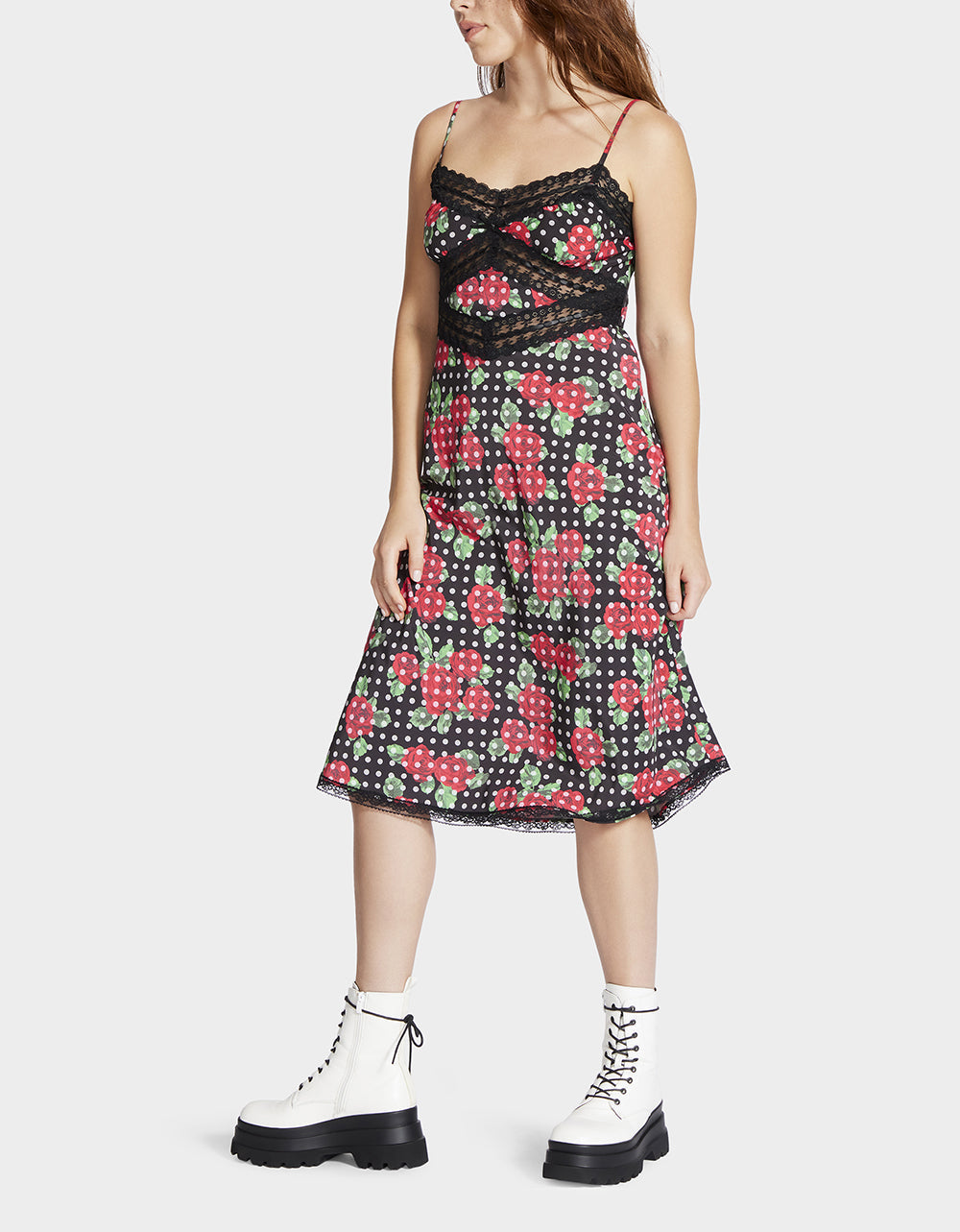 Betsey Johnson Bright Rose Ribbon Sleeveless Midi Dress
