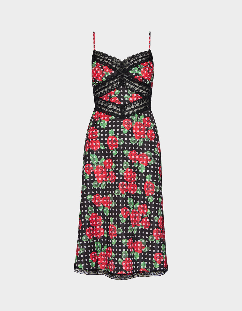 Betsey Johnson Bright Rose Ribbon Sleeveless Midi Dress