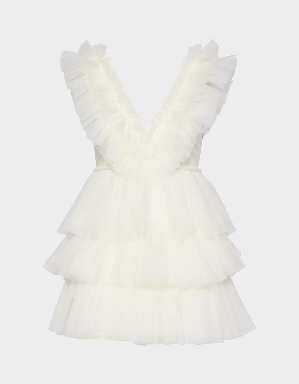 Betsey Johnson Cream Tiered Tulle Mini Dress for Special Occasions