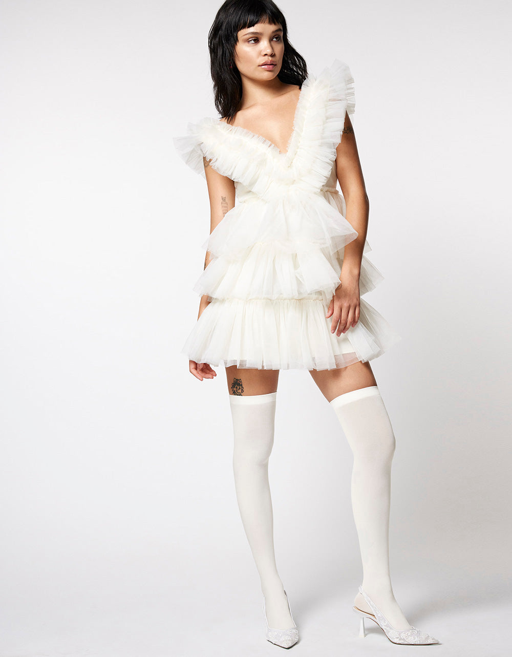 Betsey Johnson Cream Tiered Tulle Mini Dress for Special Occasions