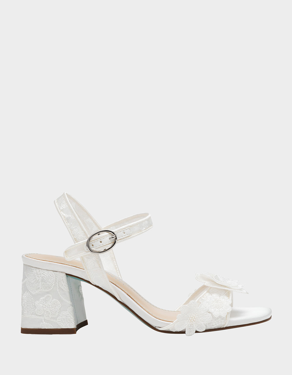 Betsey Johnson BLARE Ivory Heels with Flower Appliques - 2.5 Inch