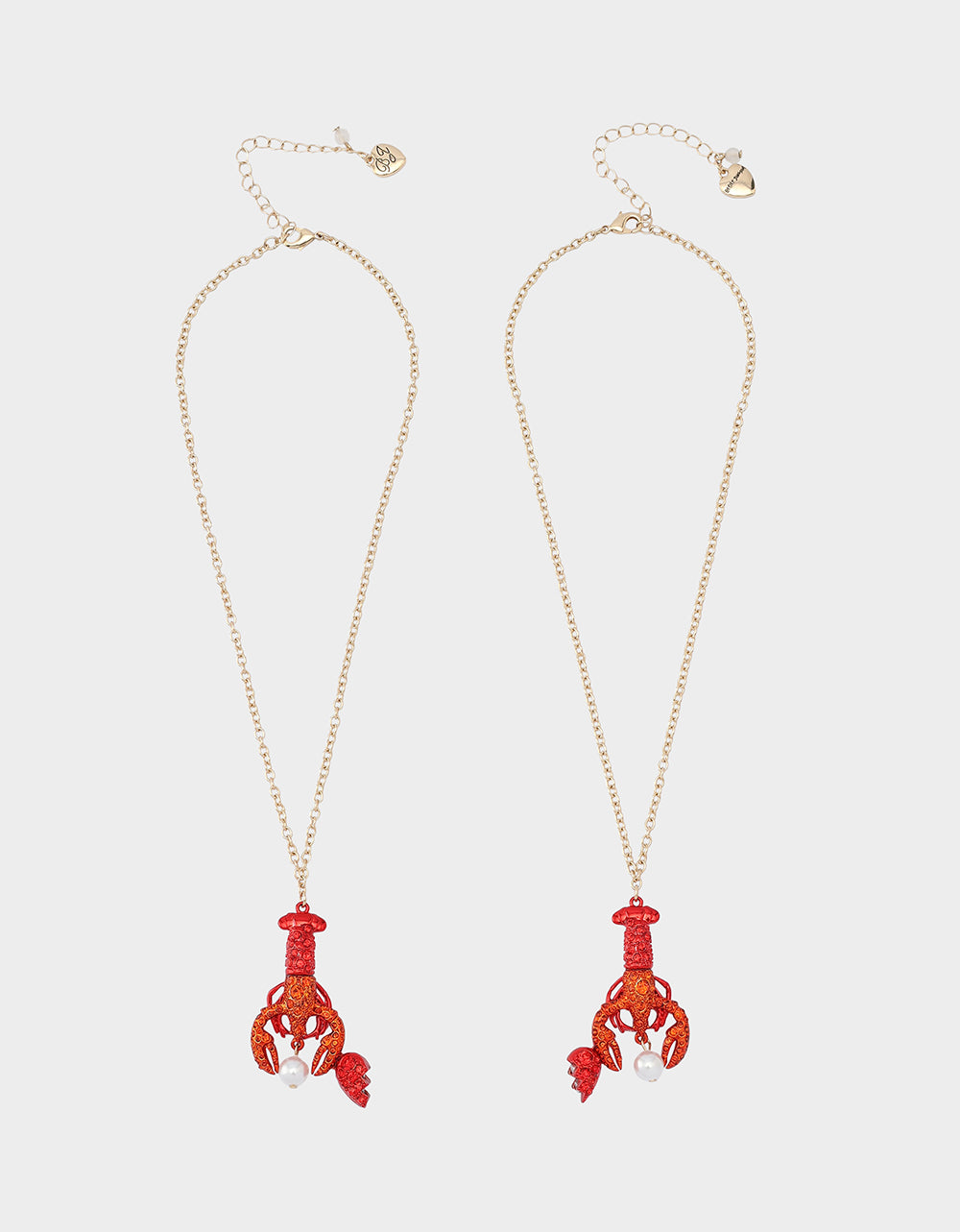 Betsey Johnson Red Lobster Friendship Necklace Set with Magnetic Heart