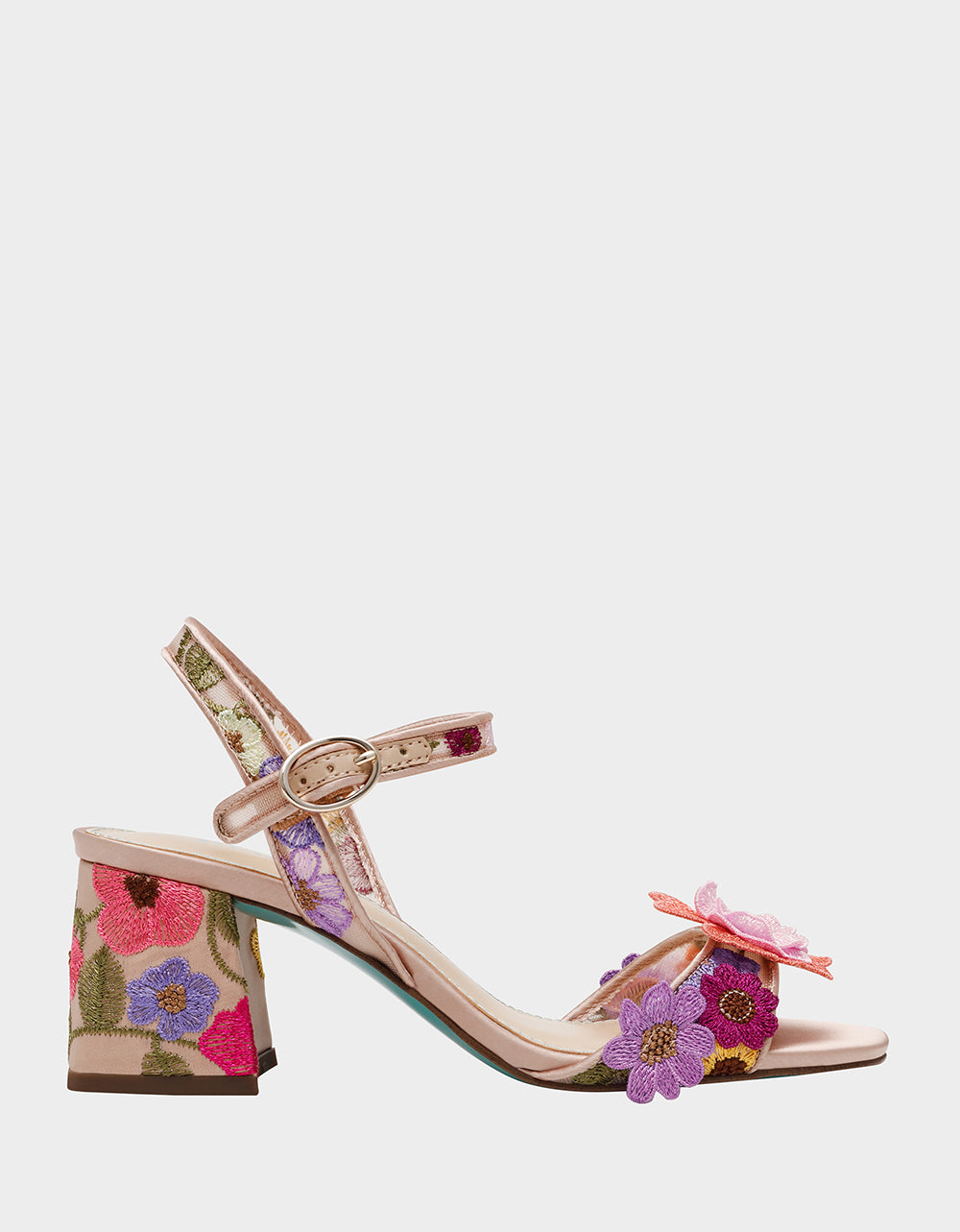 Betsey Johnson BLARE Nude Multi Floral Heels - 2.5 Inch Comfortable Pumps