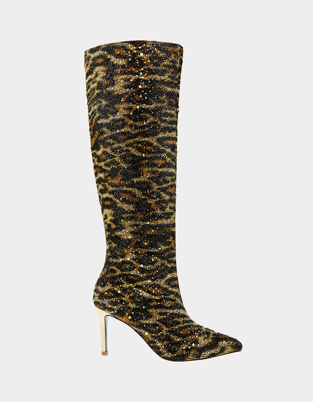 Betsey Johnson BREA LEOPARD Rhinestone Boots with Stiletto Heel