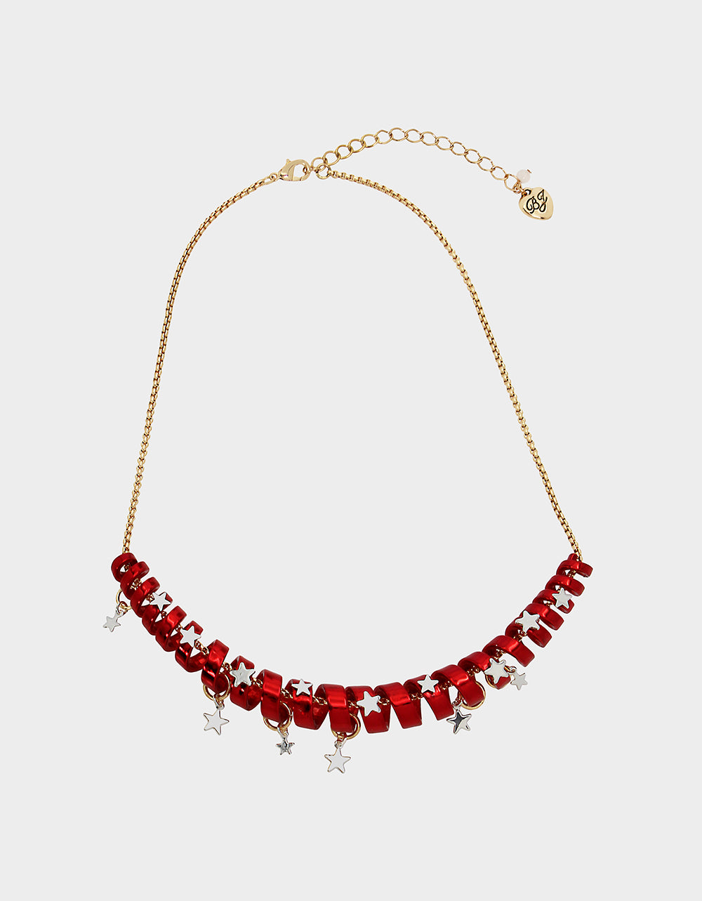 Betsey Johnson Red Holiday Coil Necklace with Starry Details
