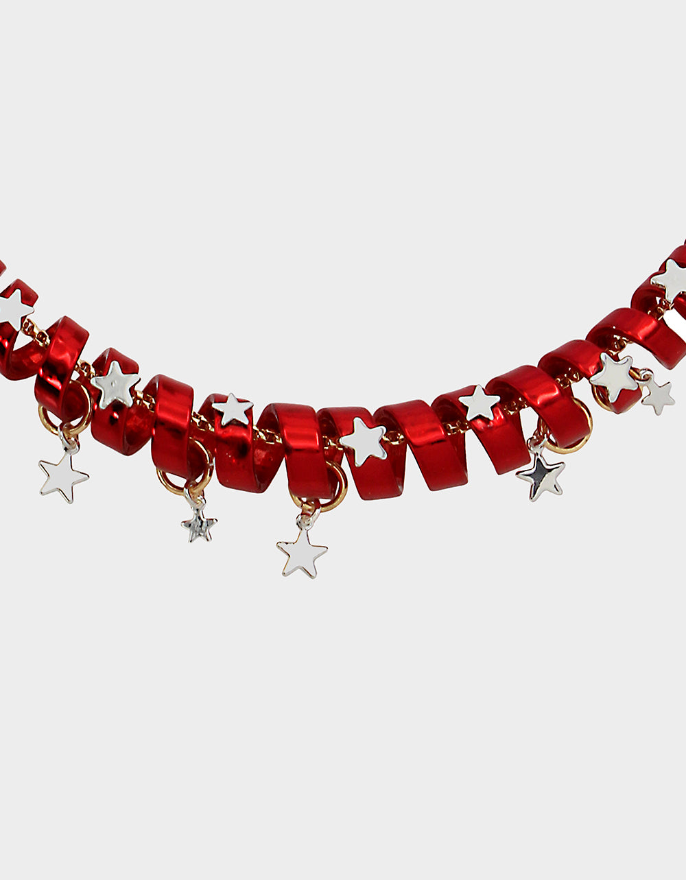 Betsey Johnson Red Holiday Coil Necklace with Starry Details