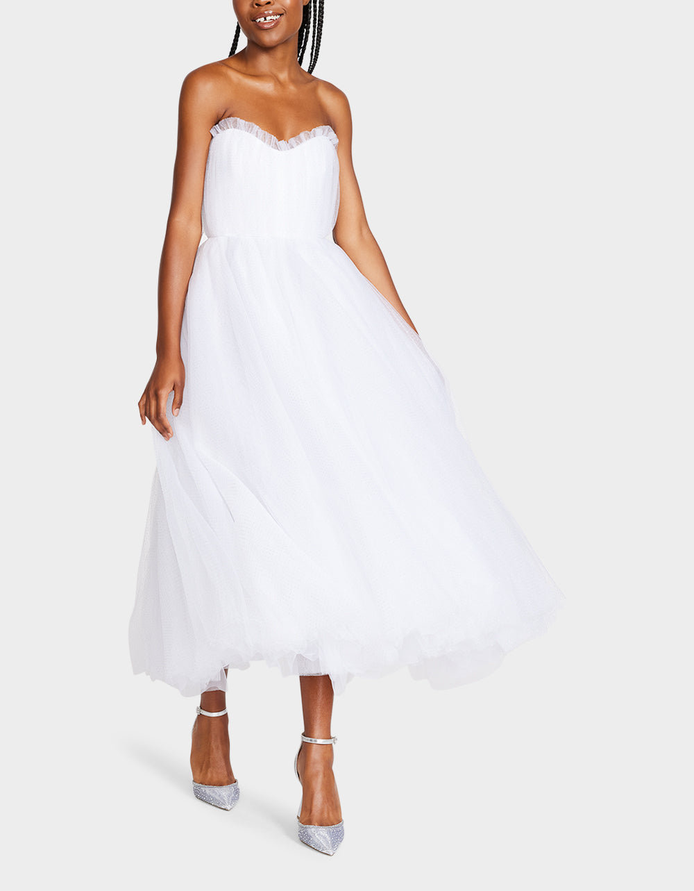 White Tulle Strapless Wedding Dress by RE:LUV – Sweetheart Midi