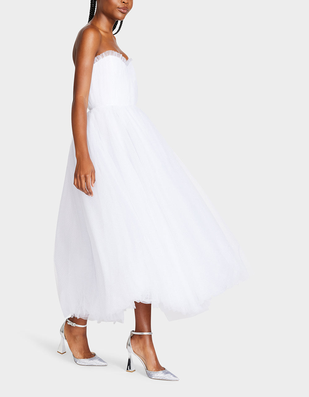White Tulle Strapless Wedding Dress by RE:LUV – Sweetheart Midi