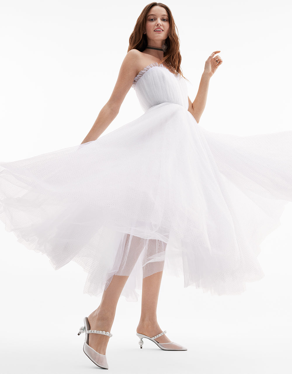 White Tulle Strapless Wedding Dress by RE:LUV – Sweetheart Midi
