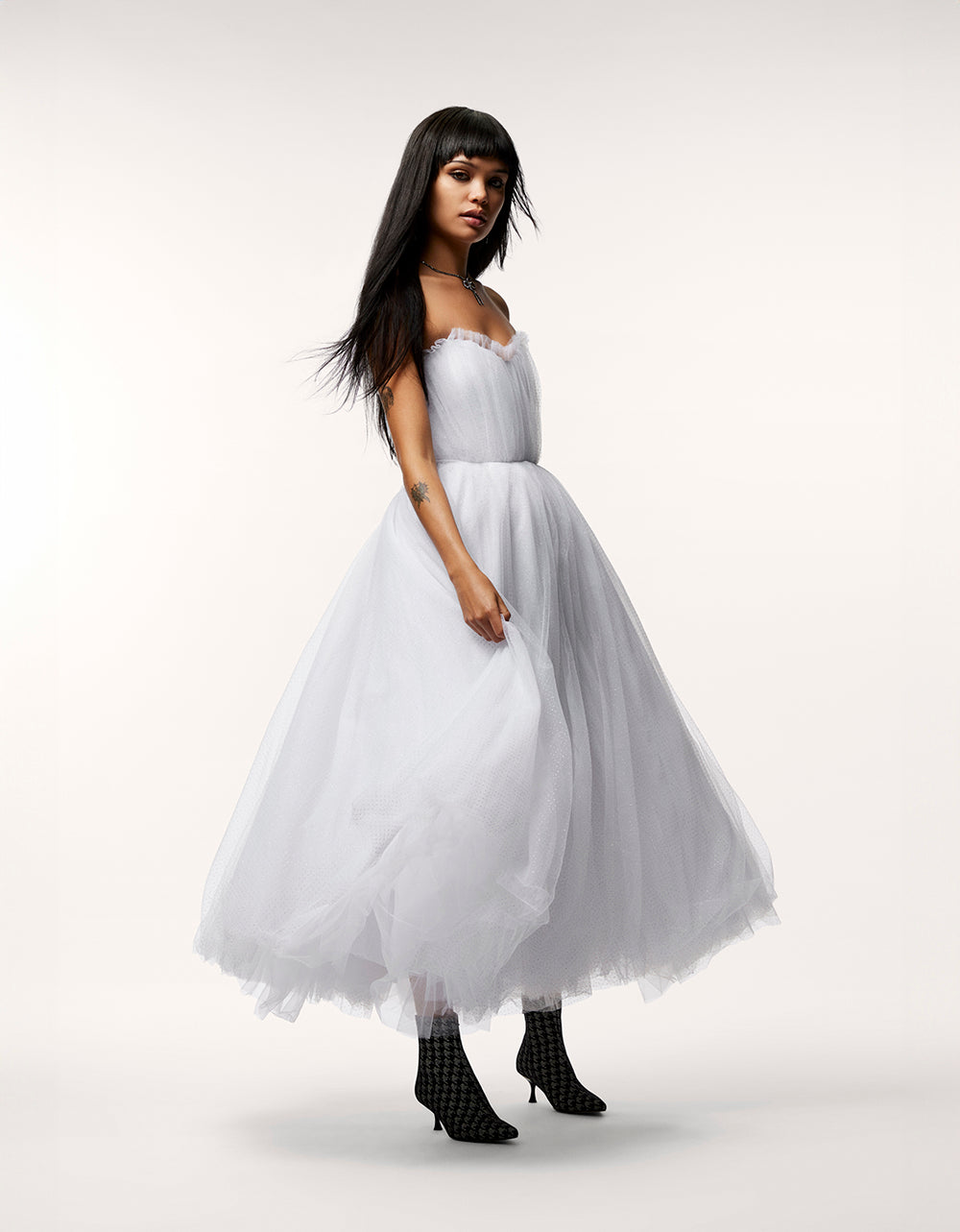 White Tulle Strapless Wedding Dress by RE:LUV – Sweetheart Midi