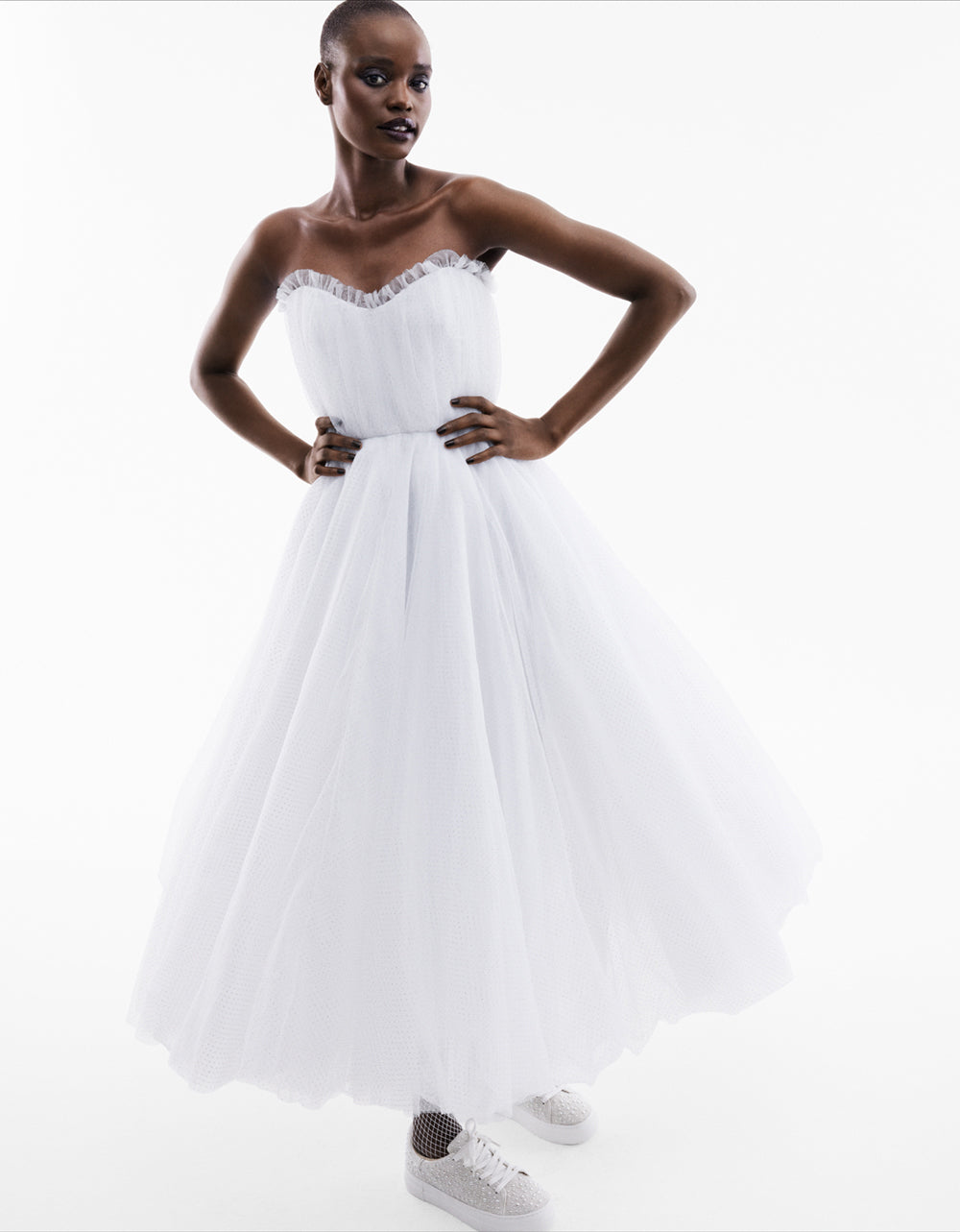 White Tulle Strapless Wedding Dress by RE:LUV – Sweetheart Midi