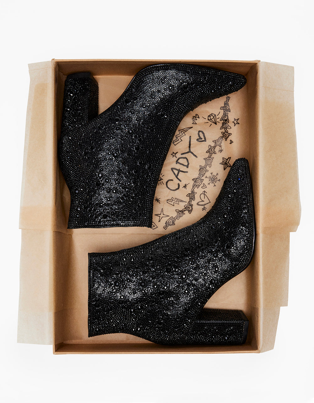 Betsey Johnson Cady Rhinestone Ankle Booties with Block Heel