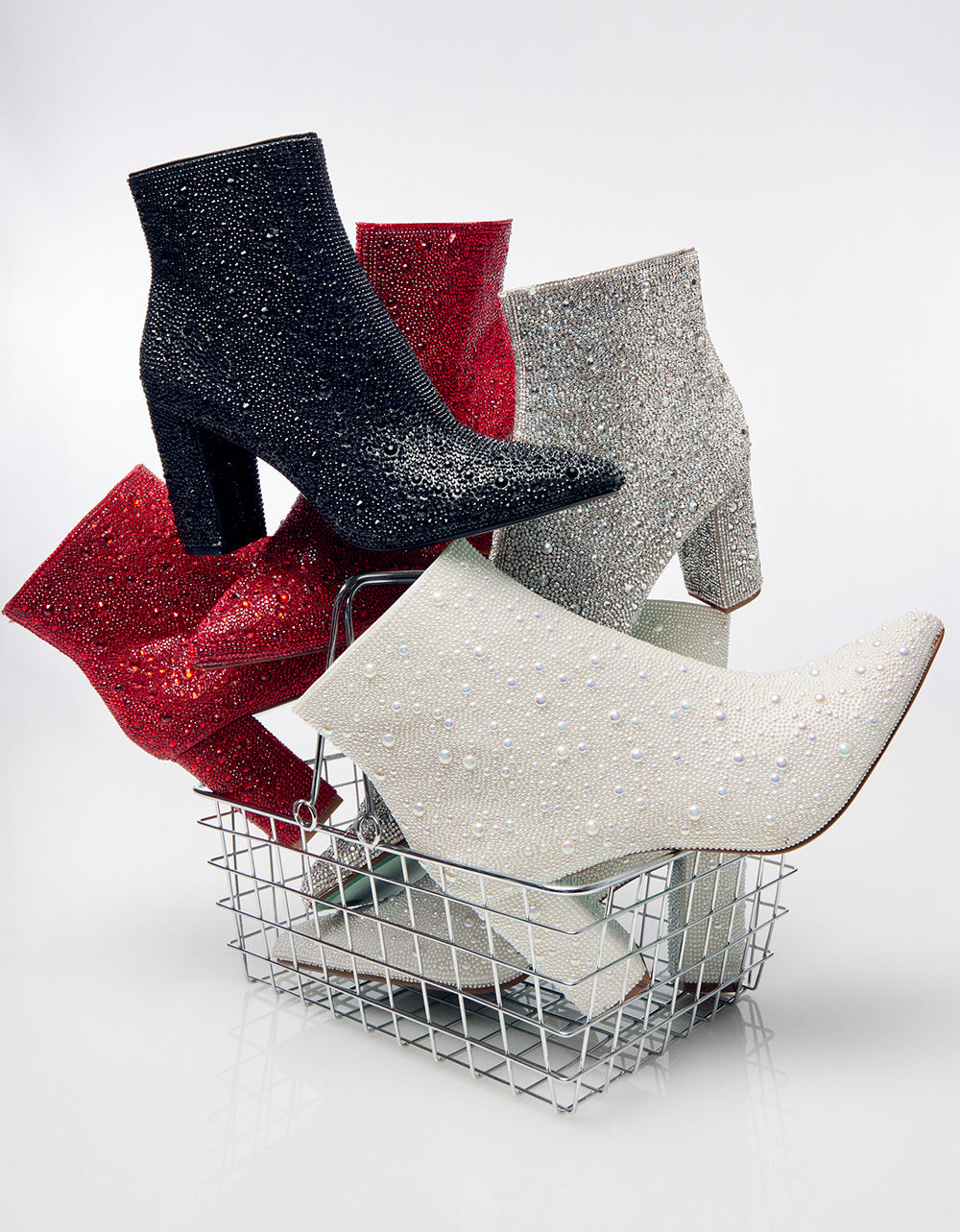Betsey Johnson Cady Rhinestone Ankle Booties with Block Heel