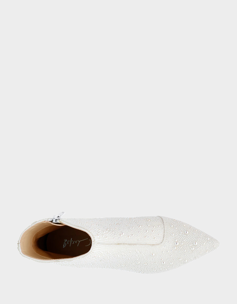 Betsey Johnson CADY Rhinestone Pearl White Ankle Booties