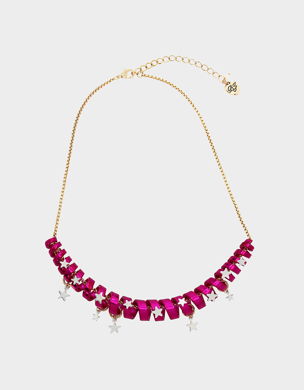 Betsey Johnson Pink Holiday Coil Necklace with Starry Details